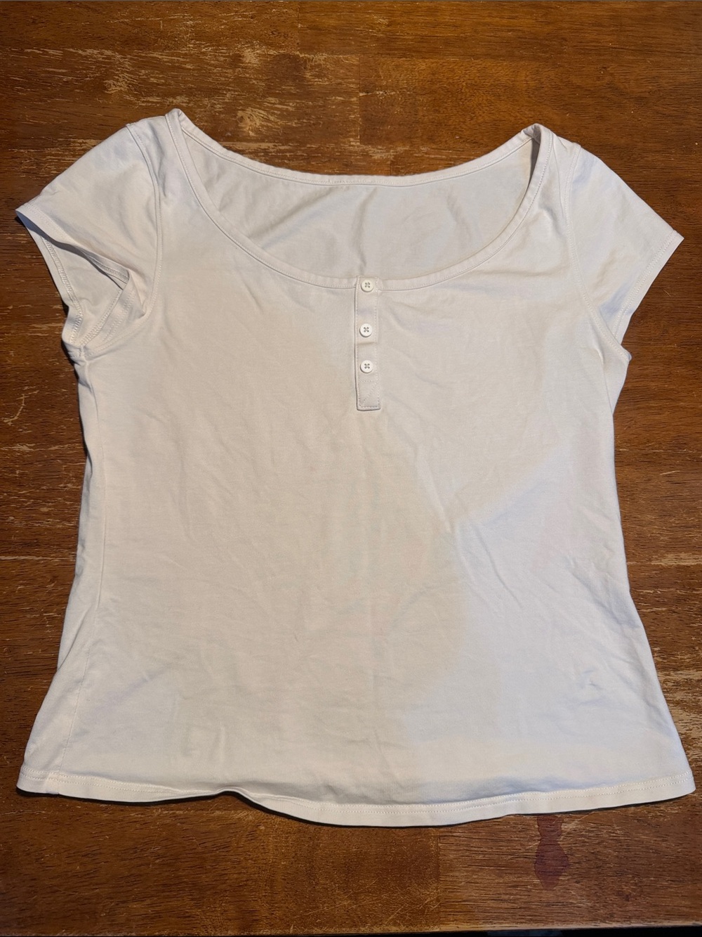 lululemon athletica White Scoop Neck Short Sleeve Tee with Button Placket